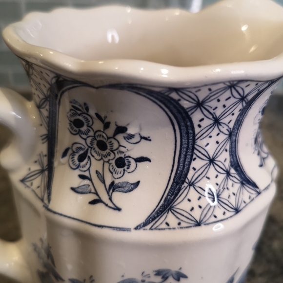 Antique 5" Old Chelsea Furnivals Blue Transferware Pitcher Made In England - Picture 4 of 9